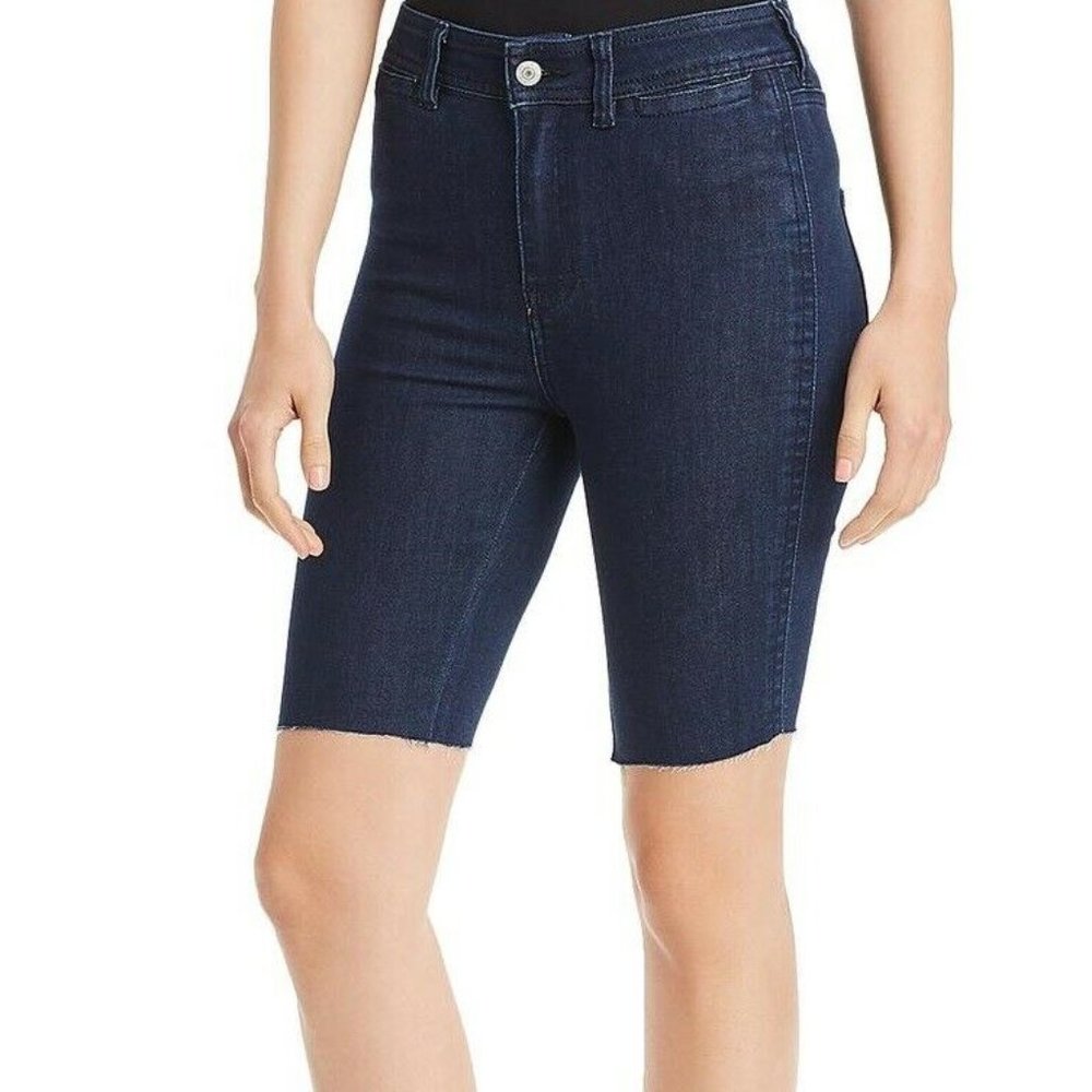 Free People 27 Blue Raw Hem Bike Shorts NWT CU65